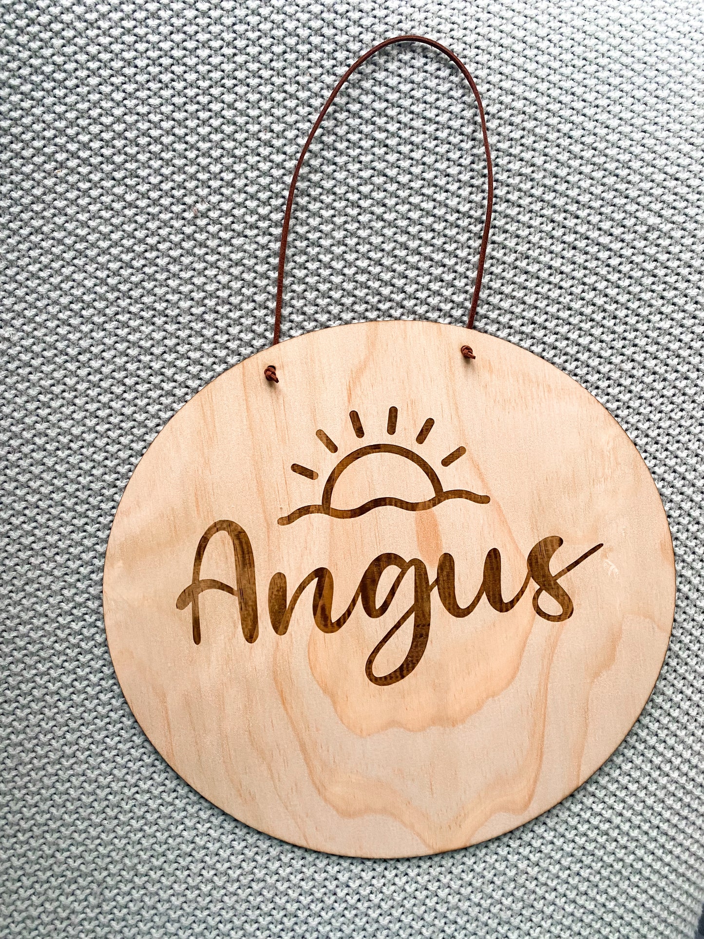 Round Wooden Name Plaque